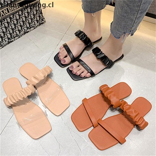 [lantuguang] sandalias de mujer de dedo del pie abierto zapatillas planas de moda sólido al aire libre nuevo zapato de verano [cl]