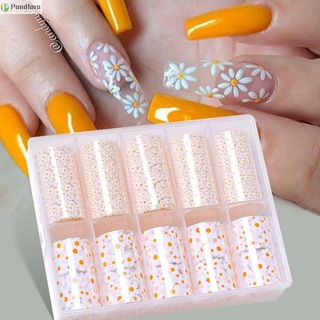PANDORA 10rolls/Box Acrylic Flower Pattern Women Decals Transfer Stickers Nail Art Supplies Full Wrap Fashion Hot Sale Nail Foils
