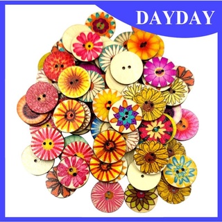 Botones surtidos De madera De 100x botones De Flores al azar botones redondos decorativos De 15 mm 20 mm