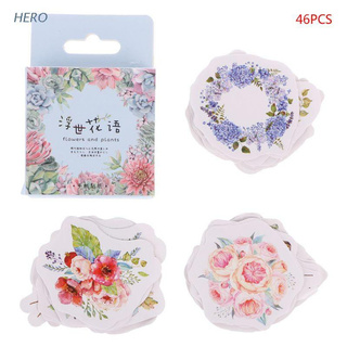 HERO 46 unids/caja japonesa diario diario flor pegatinas decorativas Scrapbooking papelería suministros escolares (1)