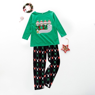 Navidad/navidad bebé niños niño impreso Top+pantalones de navidad familia coincidencia pijamas conjunto (6)