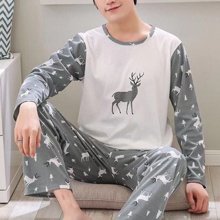 Primavera y otoño pijama para hombre conjuntos de pijamas de algodón de manga larga Casual hombres pijama conjunto más el tamaño M-2XL ropa de dormir