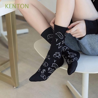 Kenton pareja calcetines de algodón de dibujos animados de impresión Graffiti Smiley calcetines mediados de tubo calcetín