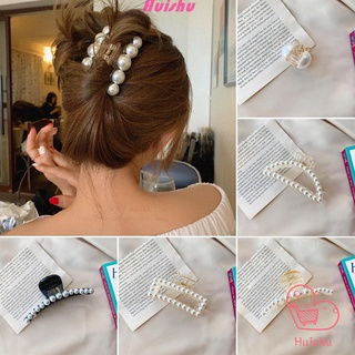💍Hs💄 Moda perla Hairgrip elegante Headwear garras de pelo Clips cangrejo HairClip niñas mujer estilo herramientas bastante Barrettes pelo mandíbula agarre