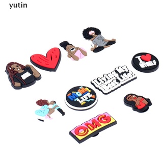 yutin 10Pcs Black Girl Magic Croc Shoe Charms Accessories Decorations Shoe Buckle .