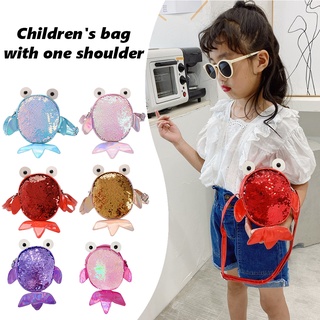 [hst] bolsas de hombro con lentejuelas para niños, diseño de pez dorado