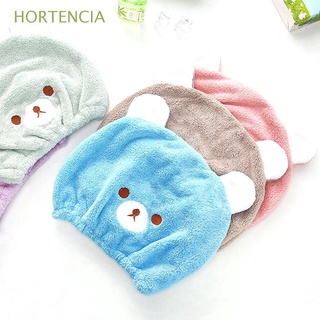 hortencia niñas pelo seco gorra niños gorro de ducha toalla sombrero mujeres lindo super absorbente oso en forma de baño suave turbante envoltura
