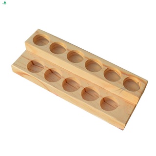 [New]11 Holes Wooden Essential Oil Tray Handmade Natural Wood Display Rack Demonstration Station For 5-15Ml Bottles