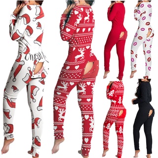 Pyjama Women Jumpsuit Lady Sleeping Wear Suit Back Butt Bum Open Ass Loungewear
