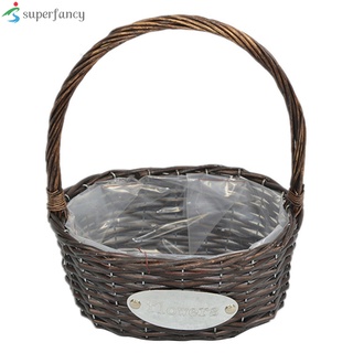 cesta de flores tejida a mano portátil para decoración de boda, jardín, hogar (6)