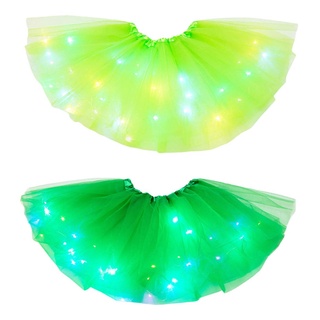 Mikeee_kids Girls Baby Tutu falda disfraz de fantasía LED luz Pettiskirt Ballet 2PCS