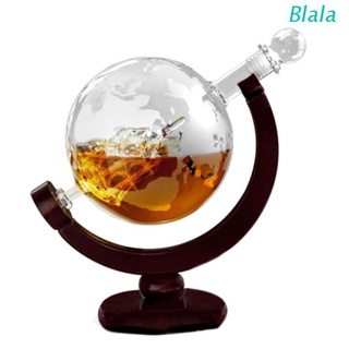 Blala - decantador de whisky (850 ml, dispensador de whisky, para licor Bourbon, Vodka, copa de vino, globo, con soporte de madera)