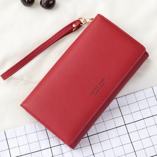 Listo stock estilo coreano Simple cremallera cartera lindo estudiante bolso largo carteras cuero PU