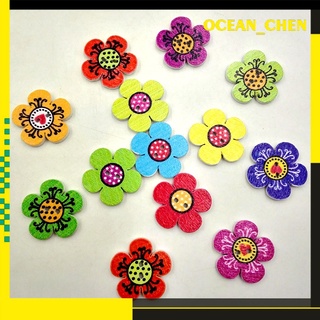 Ocean_chen 100 pzs botones De madera De color mezclado en forma De Flor con 2 agujeros/mensajes De Costura Diy