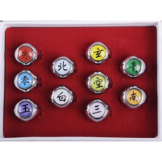 10 anillos de NARUTO NARUTO Akatsuki Cosplay miembro anillo conjunto nuevo en caja
