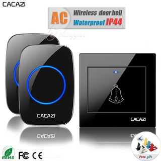 Timbre inalámbrico de Cacazi HYH10 inteligente impermeable LED timbre de hogar de larga distancia enchufe 1 botón 2 receptor (1)