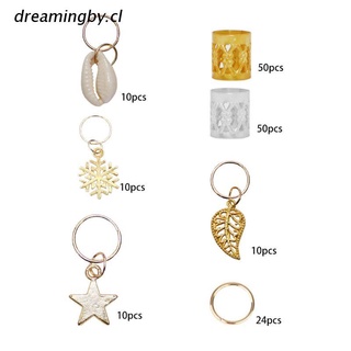 dreamingby.cl 164Pieces Hair Jewelry Braid Rings Decoration Pendants Dreadlocks Beads Metal Cuffs Seashell Snowflake Charms Festival Accessory