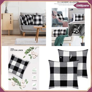 1 Pair Rural Grid Sofa Bed Chair Throw Cushion Cover Replacement 45x45cm