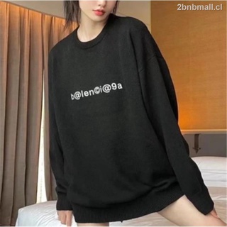 BALENCIAGA Couples Cotton Pullover Sweatshirts Continuation Mailbox Letter Round Neck Long Sleeve Allmatch Coat Unisex