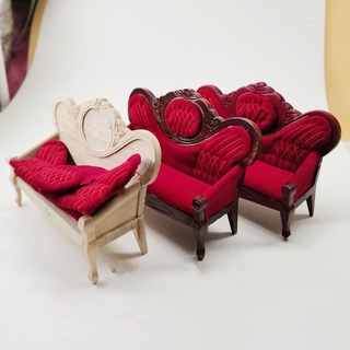 jonasharry Mini Sofa Nostalgic No Burr Eco-friendly 1:12 Dollhouse Miniature Sofa for Girl